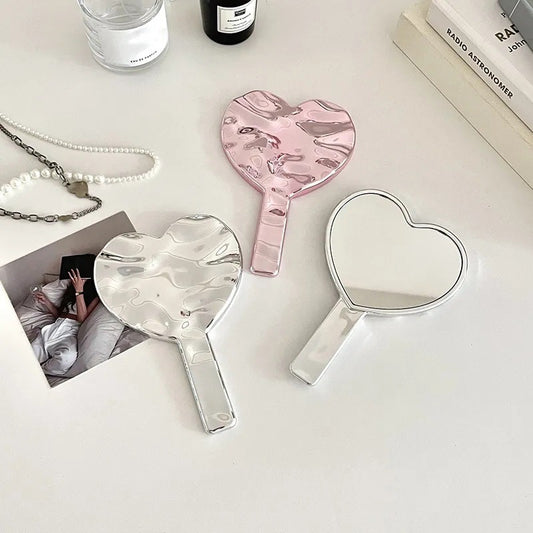 Heart-Shaped Handheld Makeup Mirror / Lash Artist Hand Mirror