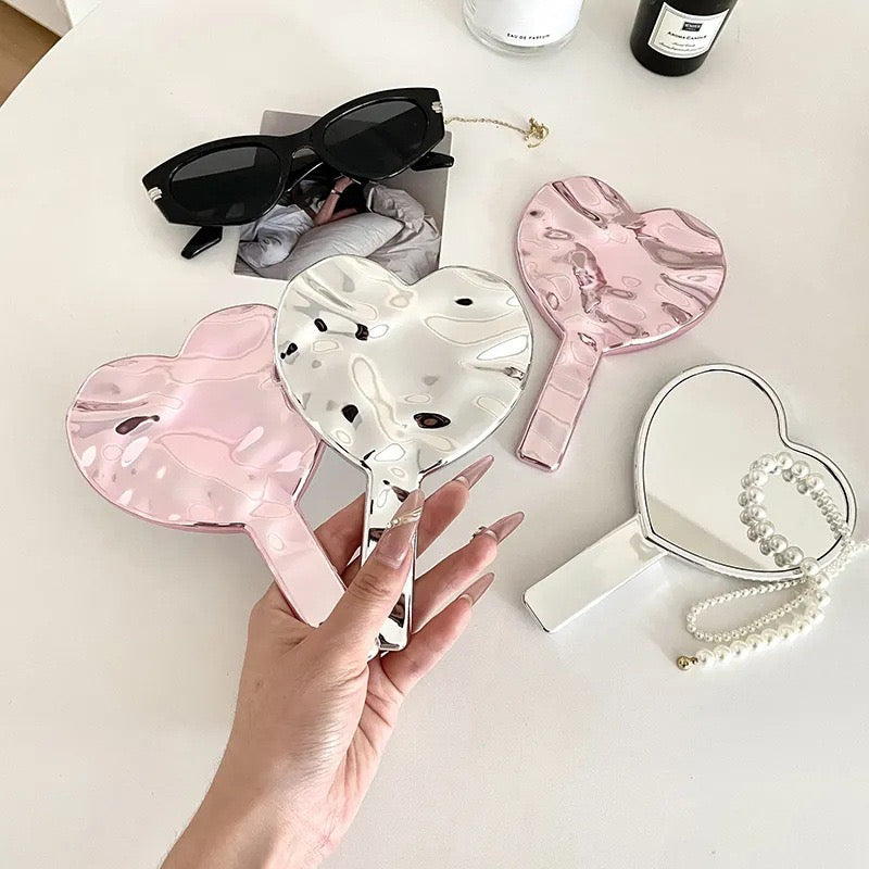 Heart-Shaped Handheld Makeup Mirror / Lash Artist Hand Mirror