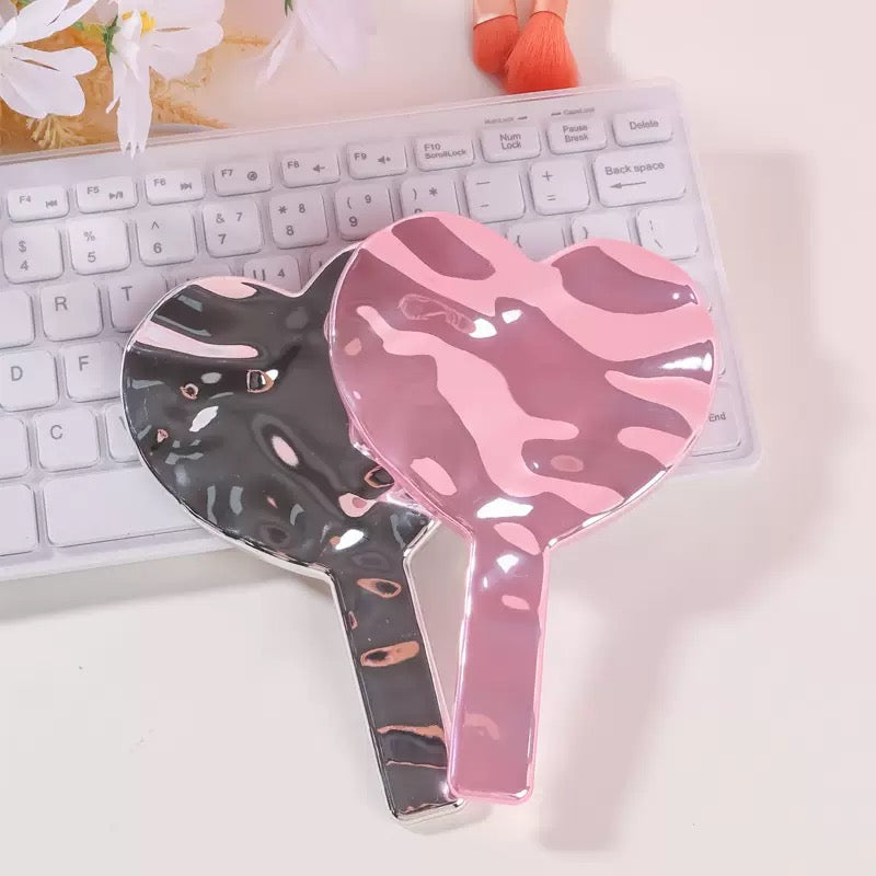 Heart-Shaped Handheld Makeup Mirror / Lash Artist Hand Mirror